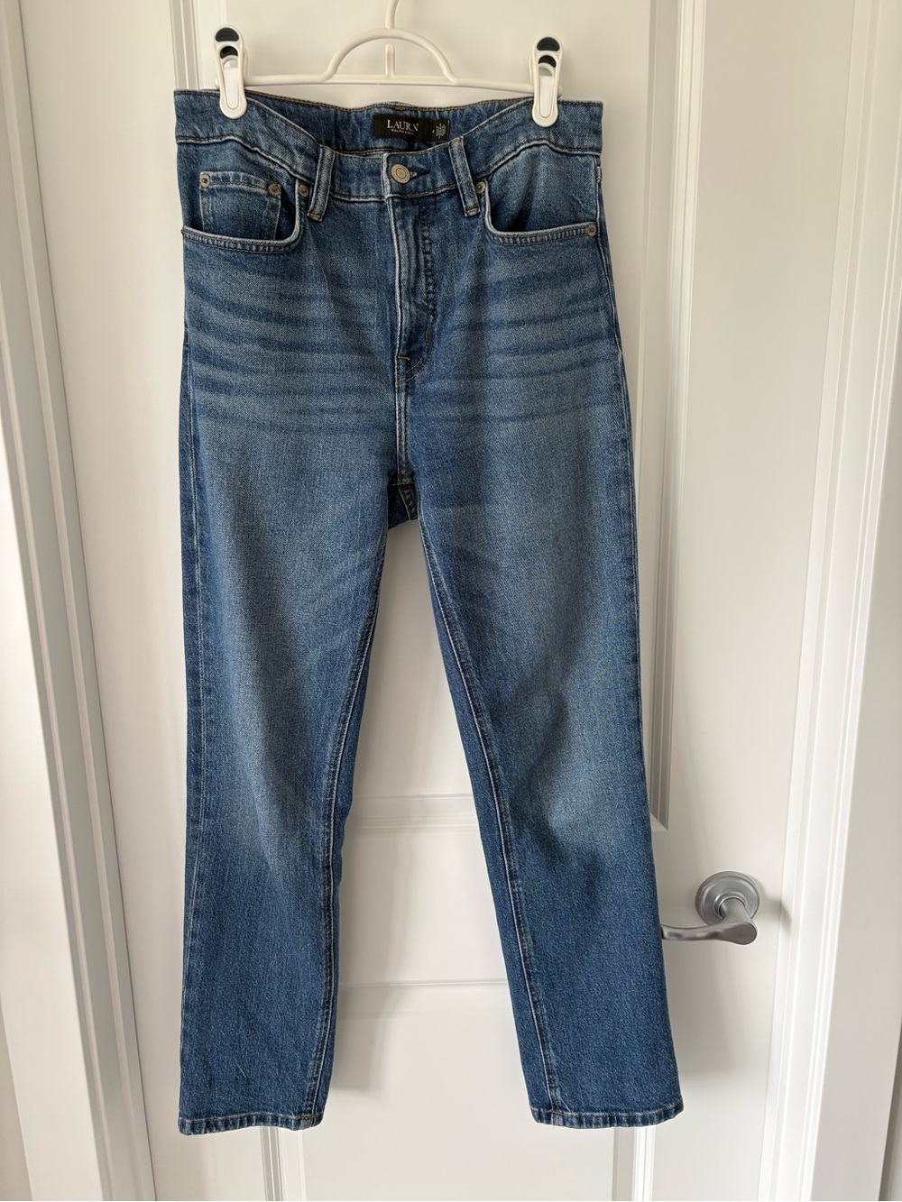 Lauren Ralph Lauren Straight Leg Jeans in Medium Blue Wash